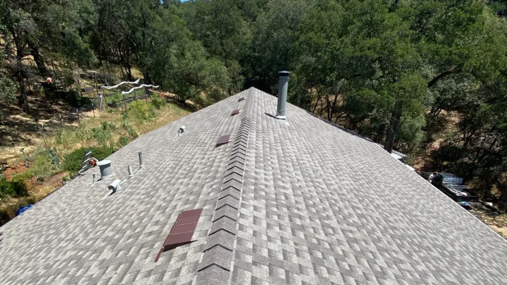 GAF Timberline shingle install completed on a Folsom two-story home.