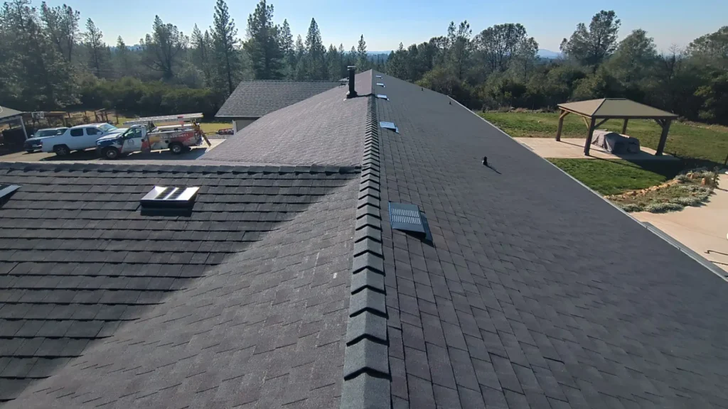 Our Placerville roofing team installing dimensional shingles near historic downtown.