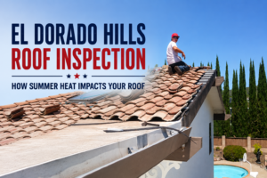 El Dorado Hills roof inspection being performed on a residential tile roof during extreme summer heat.