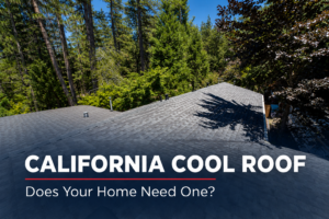 California cool roof on a foothill home surrounded by trees.