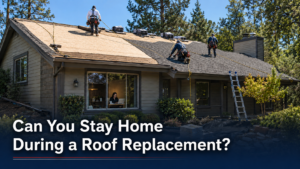 Homeowner staying inside a foothill home during a professional roof replacement.